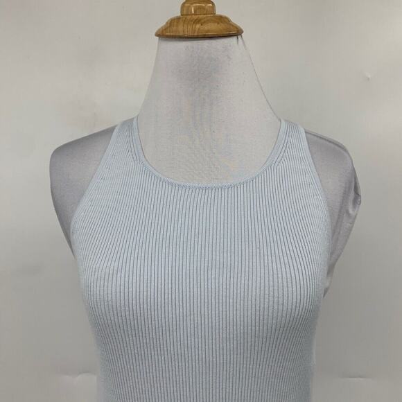 Banana Republic Tank Top Womens S Small Sky Blue Halter Neck Ribbed Skintight - Picture 3 of 11